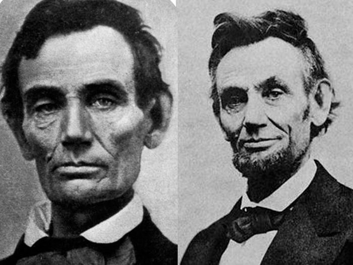 Abraham Lincoln Before (1858) and After (1865)