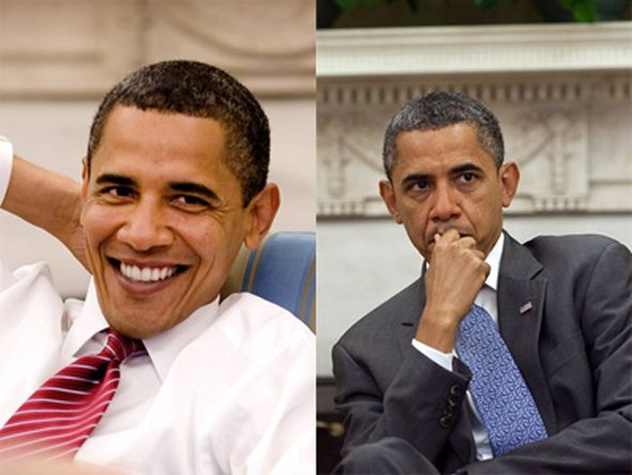 Barack Obama Before (2009) and Current (2011)