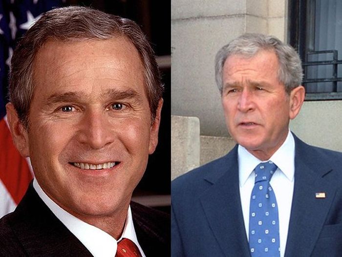George W. Bush Before (2001) and After (2008)