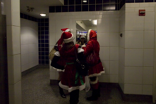 Santas in Bathroom 