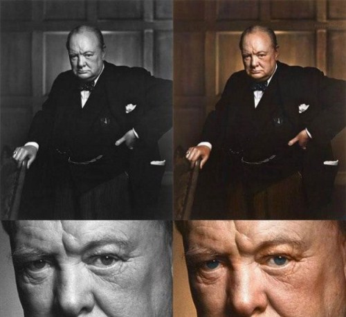 Winston Churchill Color Photo