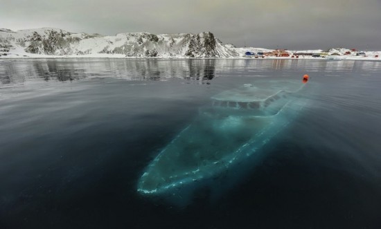 Sunken yacht in Antarctica