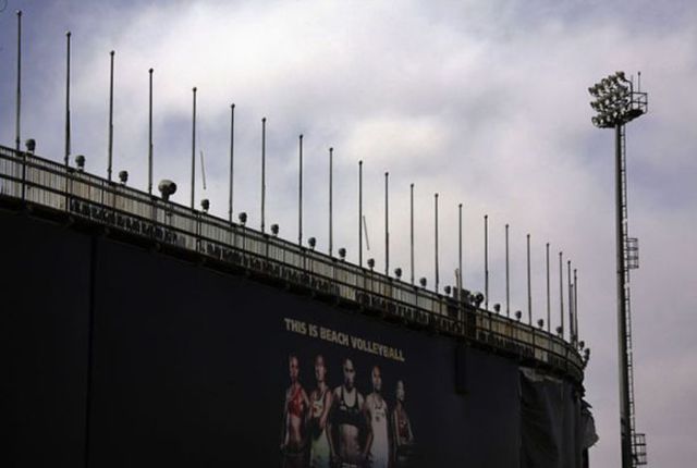 The 2008 Beijing Olympics venue for the beach volleyball competition lies deserted and unmaintained in central Beijing