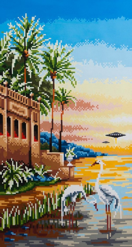 Cross-Stitch-Like-Paintings-Are-Riddled-in-Alien-Attack-009