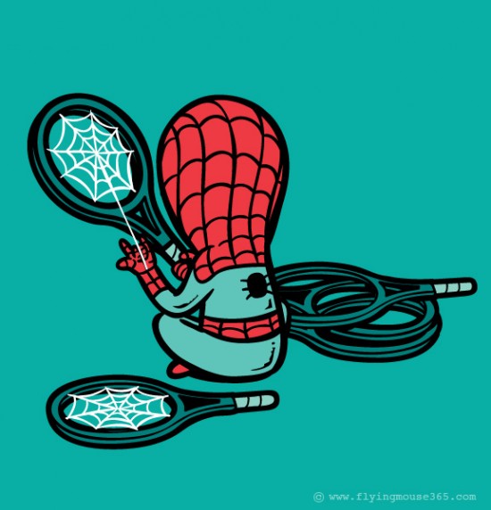 spiderman making tennis racquets