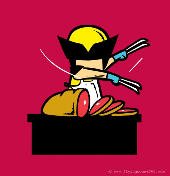 Wolverine slicing meat