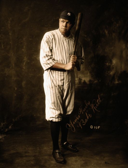 Babe Ruth C. 1920 With An Autochrome Effect