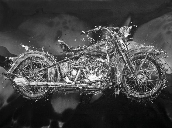 Bike Paintings Made With Ink and Chopsticks 001