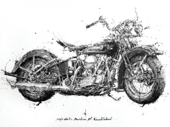 Bike Paintings Made With Ink and Chopsticks 002