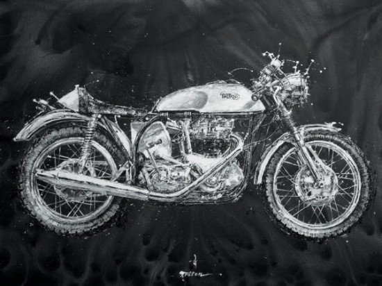 Bike Paintings Made With Ink and Chopsticks 003