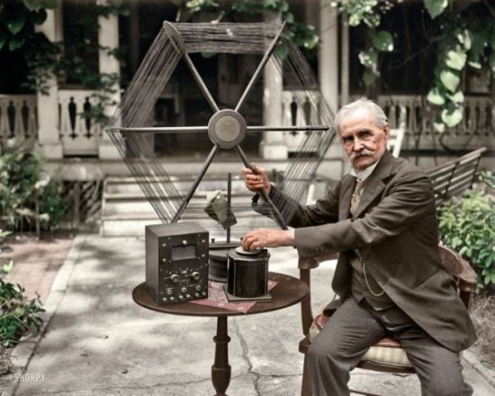 Dr. James Harris Rogers with his invention. 1929