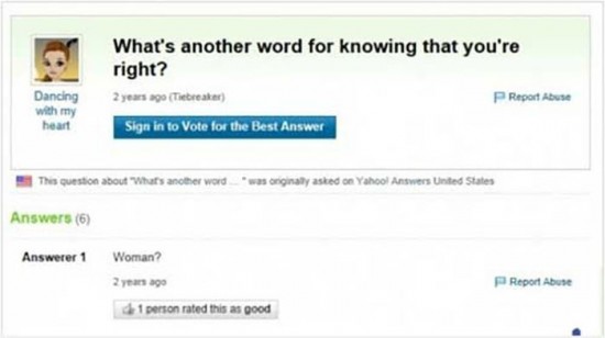Stupid Yahoo Answers 007