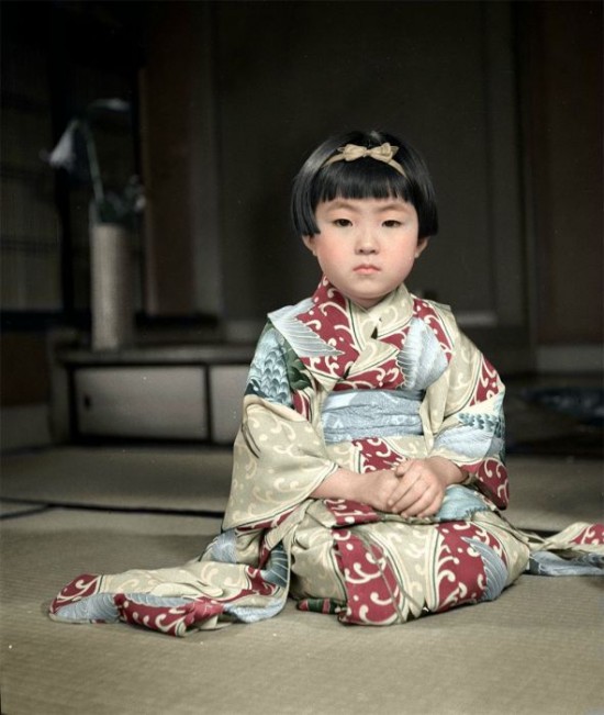 Young child in a kimono, c.1950