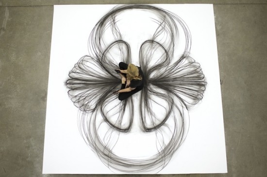 Artist makes life-size art using just her body and a piece of charcoal 002