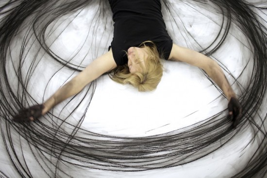 Artist makes life-size art using just her body and a piece of charcoal 003