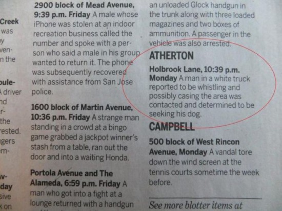 The police blotter of Atherton 018