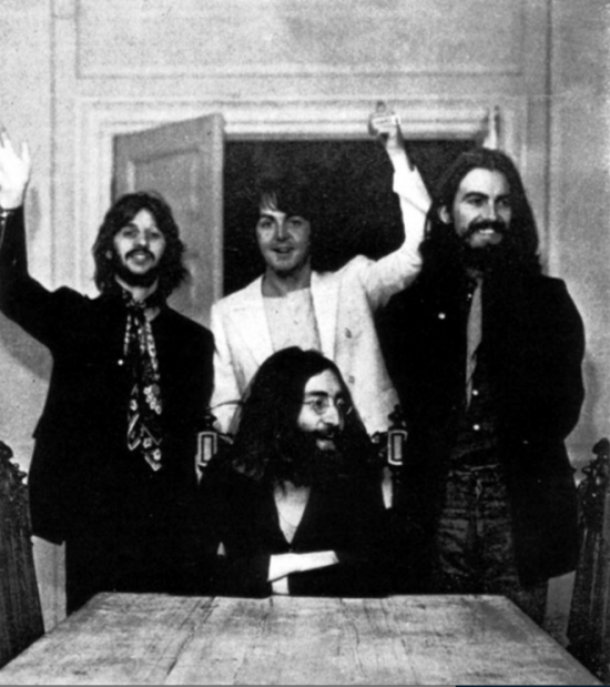 The very last photo of all four members of The Beatles. 1969