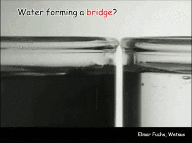 Water bridge formed by electric current