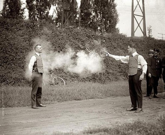 Testing of new bulletproof vests, 1923