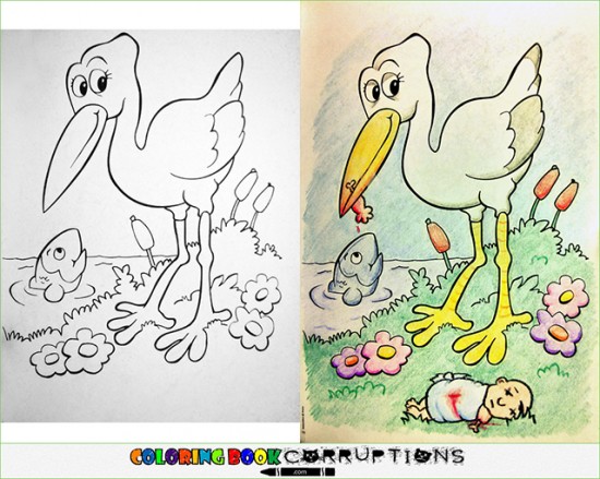 Innocent Children’s Coloring Book Pages Defaced and Turned Into Something Terrible 001