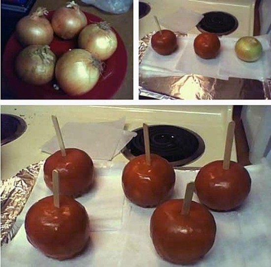 Make candied apples with onions