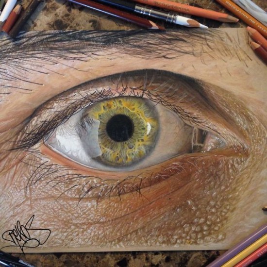 Realistic Eye Drawings Made With Color Pencils 001