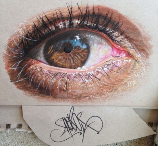Realistic Eye Drawings Made With Color Pencils 002
