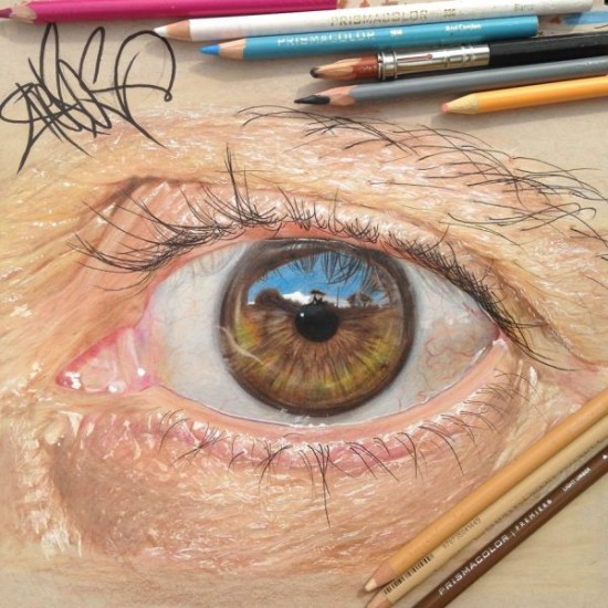 Realistic Eye Drawings Made With Color Pencils 003