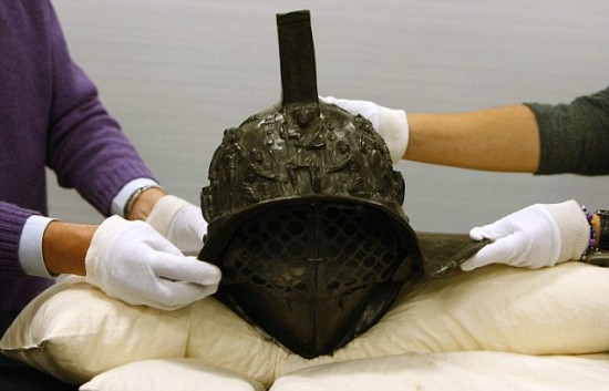 Roman gladiator helmet discovered in Pompeii (79 AD)