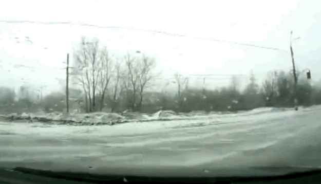This remarkably fortunate skidding driver