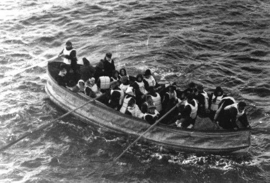 Titanic lifeboat D, awaiting rescue by the RMS Carpathia