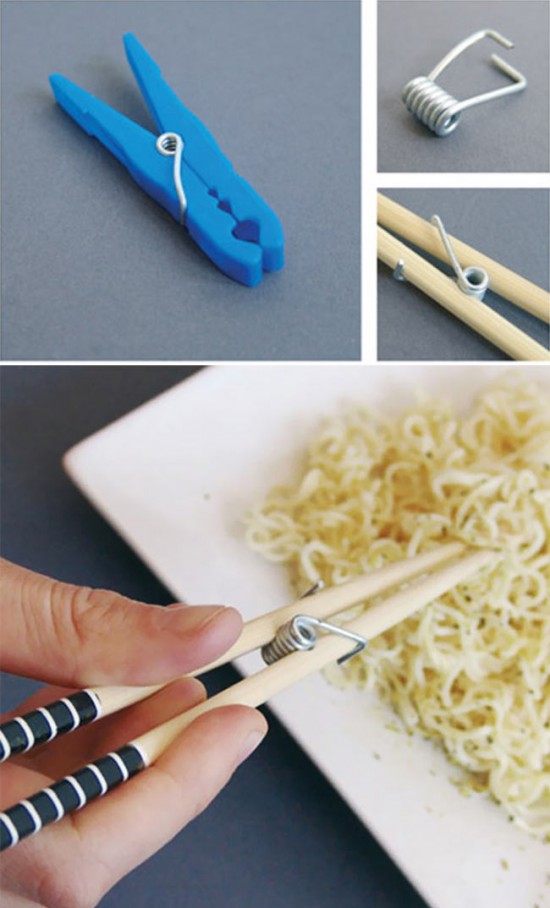 Use a clothespin to make chopsticks foolproof