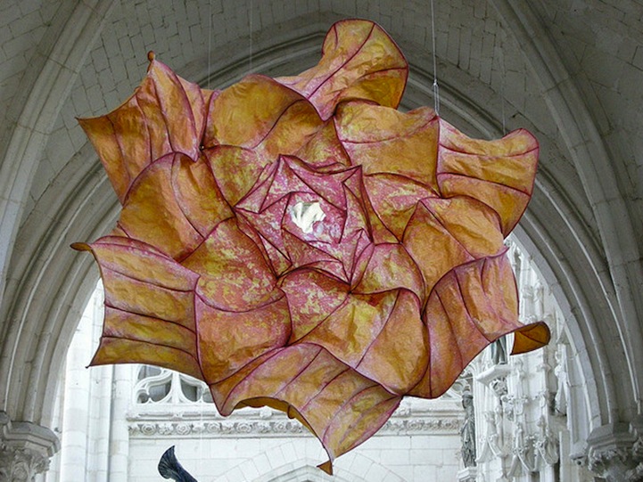 Billowing Ruffles of Colorful Paper Sculptures Float Overhead 001