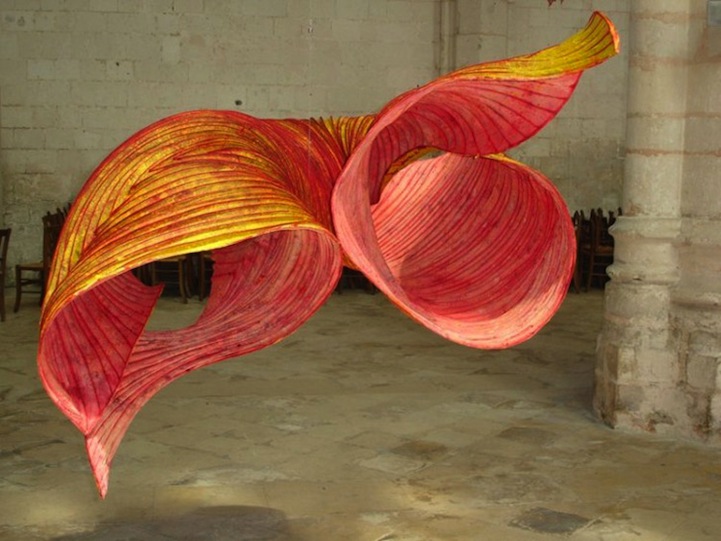 Billowing Ruffles of Colorful Paper Sculptures Float Overhead 004