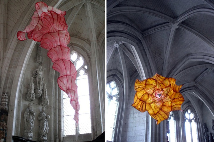 Billowing Ruffles of Colorful Paper Sculptures Float Overhead 010