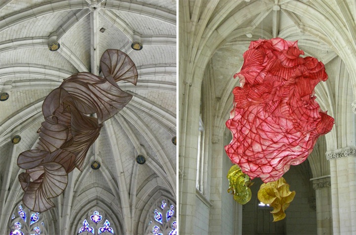 Billowing Ruffles of Colorful Paper Sculptures Float Overhead 011