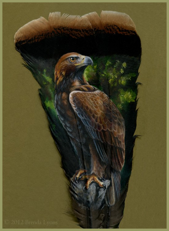 Gorgeous Animal Portraits Painted on Wild Turkey Feathers 005