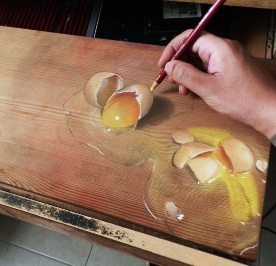 Photo-Realistic Pastel Drawings On Boards Of Wood 001
