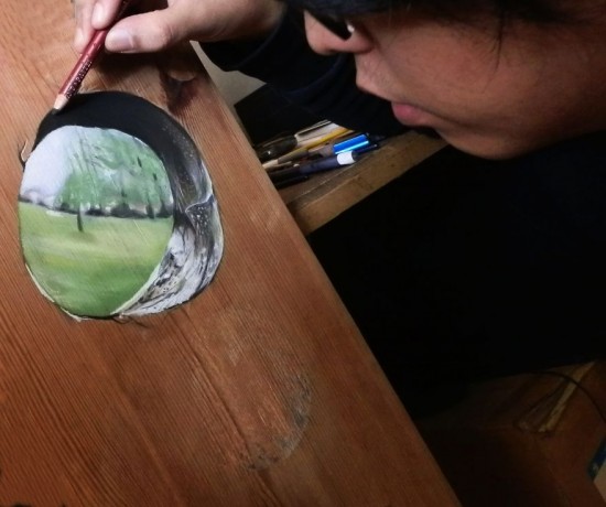 Photo-Realistic Pastel Drawings On Boards Of Wood 002