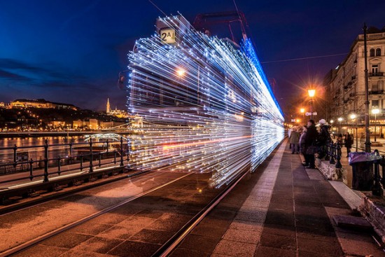 30,000 LED Lights Turn Budapest's Trams Into Futuristic Time Machines 001