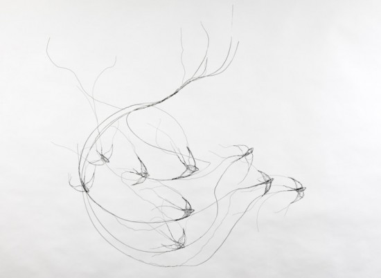 3D wire bird sculptures deliberately made to look like flattened 2D sketches 005