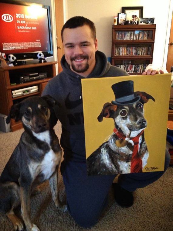 Adorable Animals Posing With Portraits of Themselves 004
