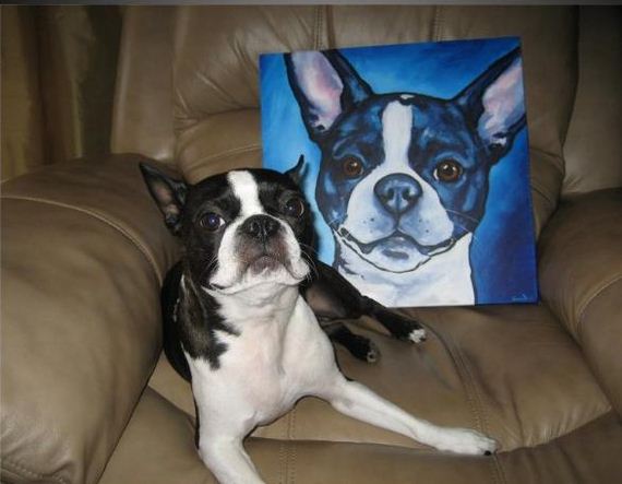 Adorable Animals Posing With Portraits of Themselves 010