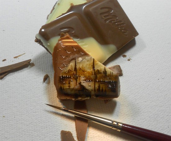 New Impossibly Tiny Landscapes Painted on Food by Hasan Kale 001