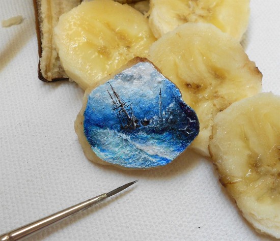 New Impossibly Tiny Landscapes Painted on Food by Hasan Kale 006