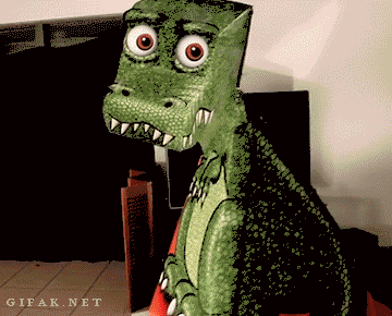 This cardboard alligator keeps his eyes on you no matter where you turn