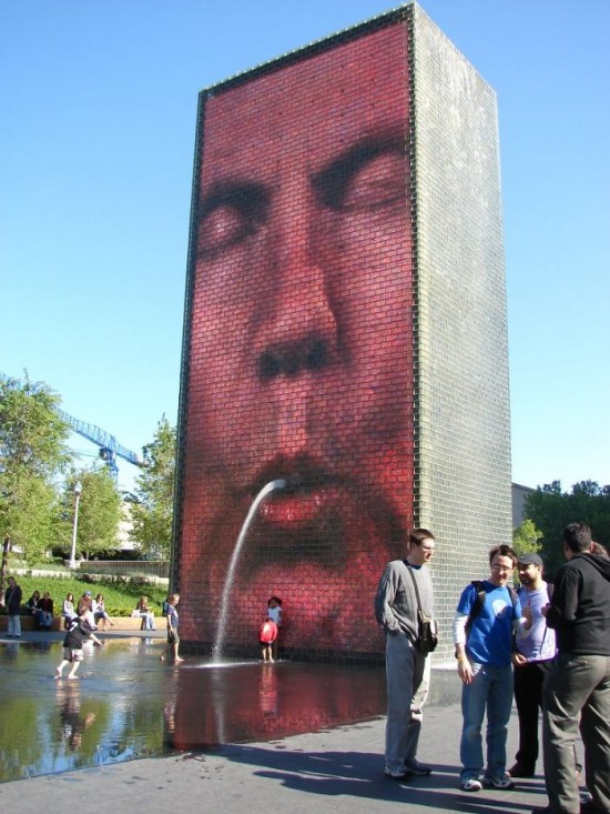 Millennium Park Faces Fountain In Chicago, Il